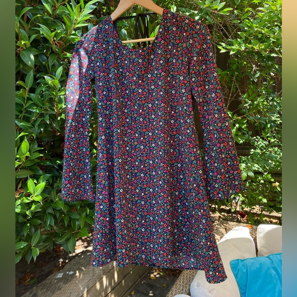 Beautiful multi coloured floral long sleeve mini dress